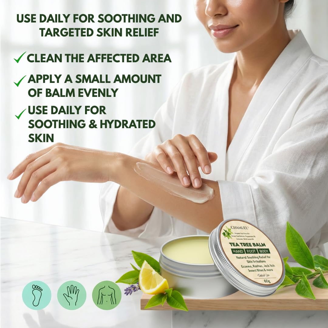 Chamuel ingredientes naturales como jojoba y aceite de árbol de té aportando nutrición