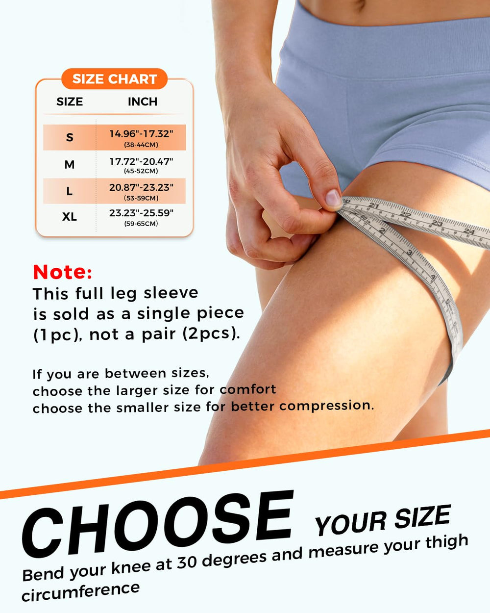 changenow comparación de tamaño para ver cobertura completa de pierna