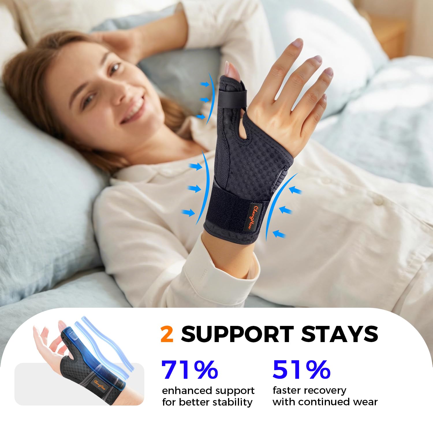 changenow detalle del soporte ergonómico del pulgar que aporta estabilidad