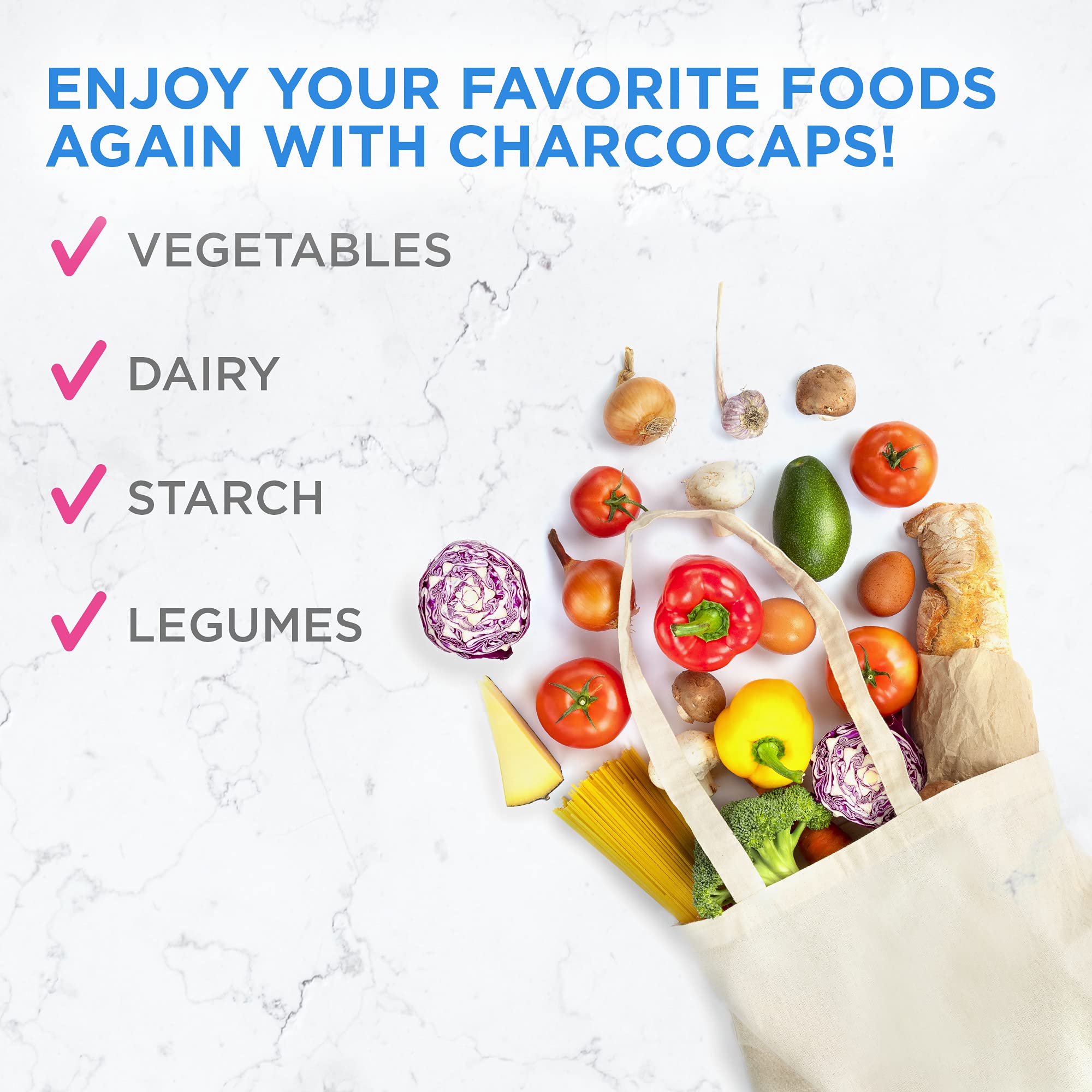 Charcocaps etiqueta informativa enfocada en ingredientes y precauciones