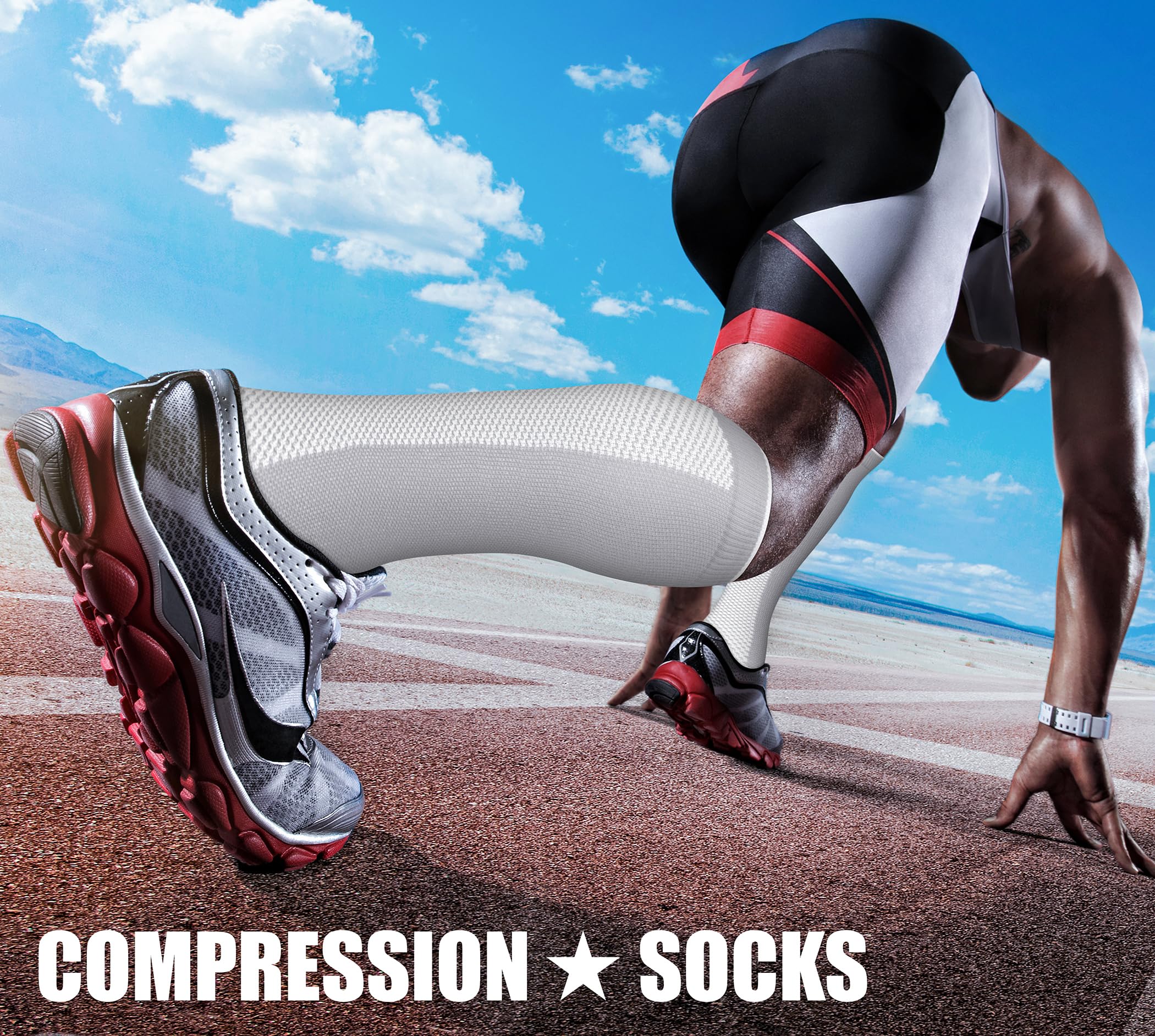 CHARMKING calcetines en uso por corredora, proporcionando soporte y confort durante entrenamiento
