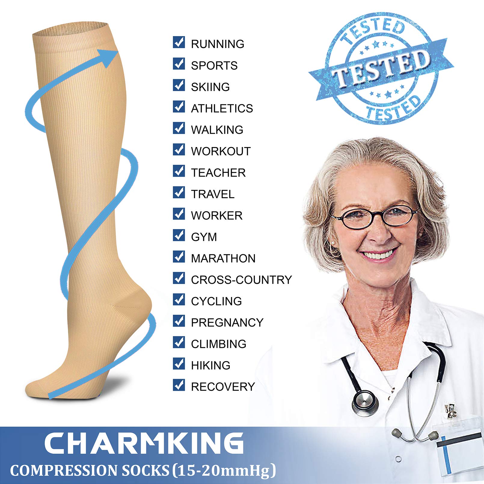 CHARMKING presentación del pack de 3 pares que facilita rotación y uso diario