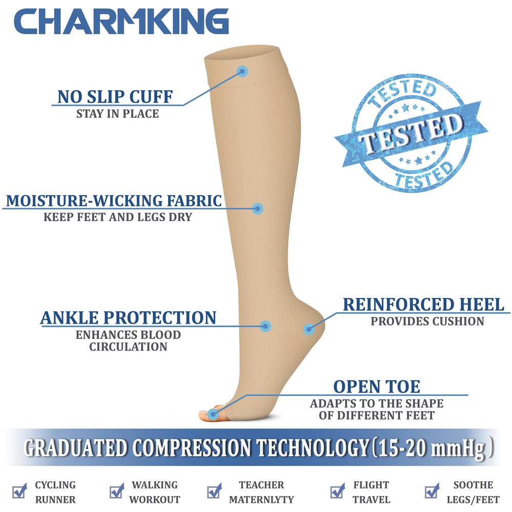 CHARMKING detalle de puntera abierta que permite ventilación y pedicura visible