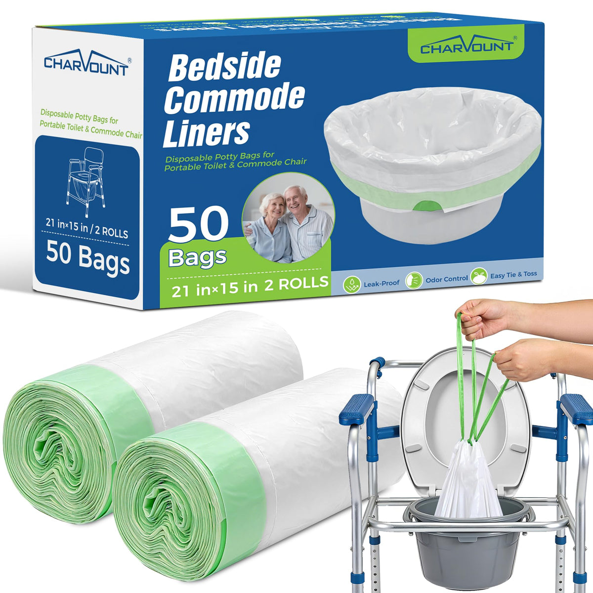 Charmount empaque frontal mostrando el paquete y el beneficio de suministro prolongado
