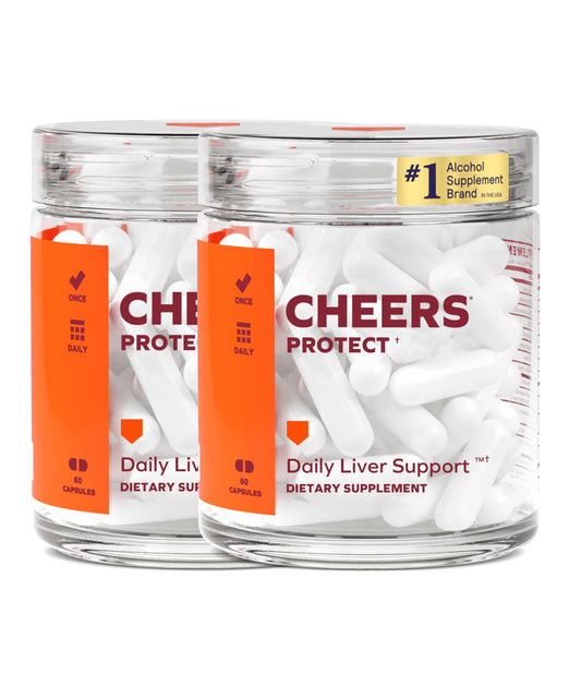 Cheers Protect frasco frontal mostrando diseño y cantidad de cápsulas