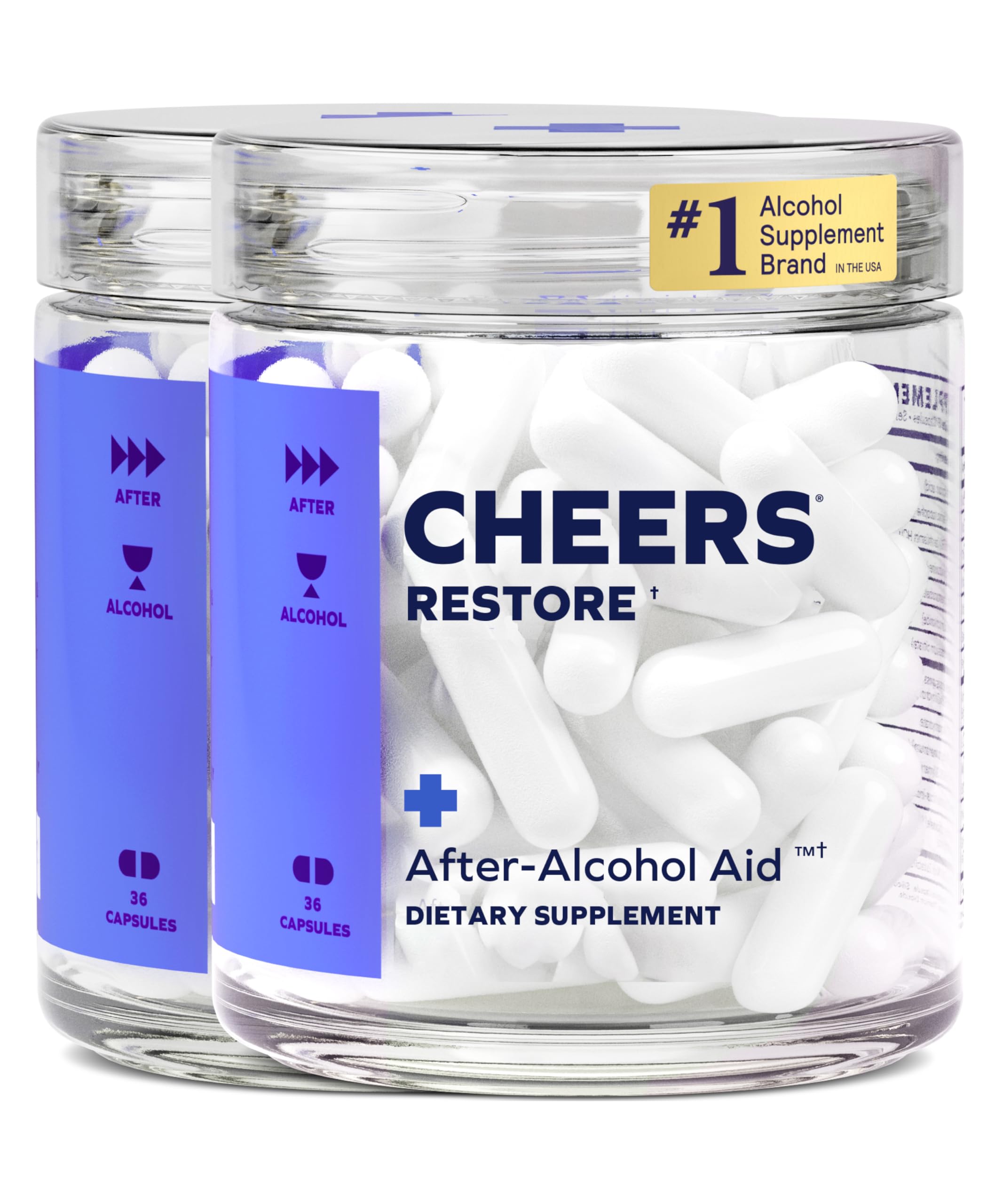 Envase Cheers Restore mostrado frontalmente con diseño claro y dosis, transmite confianza