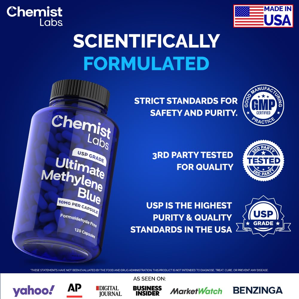 Chemist Labs cápsula azul detalle de color, demuestra dosificación precisa