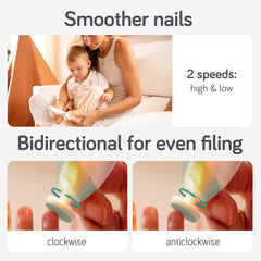 Cherish Baby Care en uso limando uñas de bebé, calma y precisión