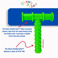 Detalle de textura nódulos de Chewy Tubes que ofrece retroalimentación sensorial precisa