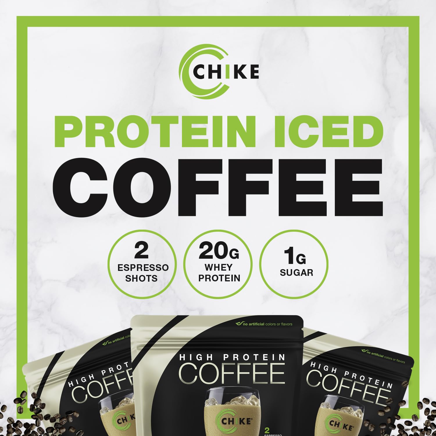Chike etiqueta con ingredientes y aporte de 20g proteína claro