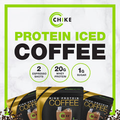 CHIKE etiqueta nutricional en primer plano que destaca 20 g proteína