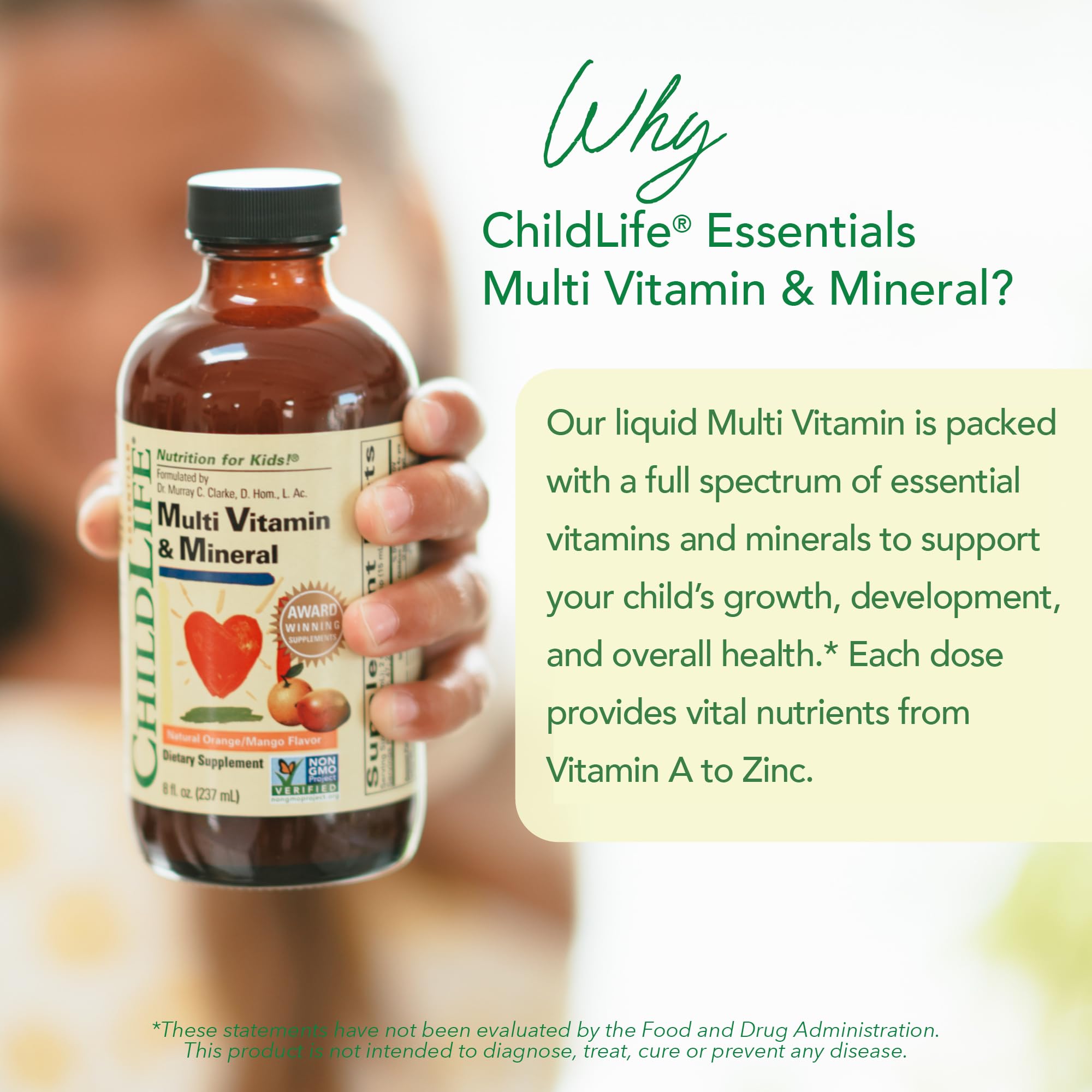 CHILDLIFE ESSENTIALS etiqueta nutricional detallada, claridad en vitaminas y minerales