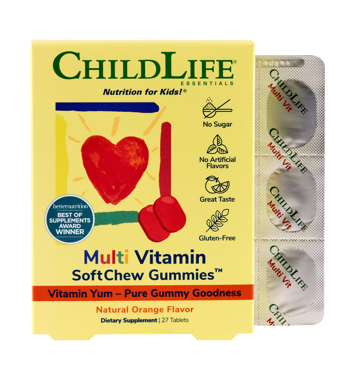 CHILDLIFE ESSENTIALS empaque frontal mostrando producto y beneficios