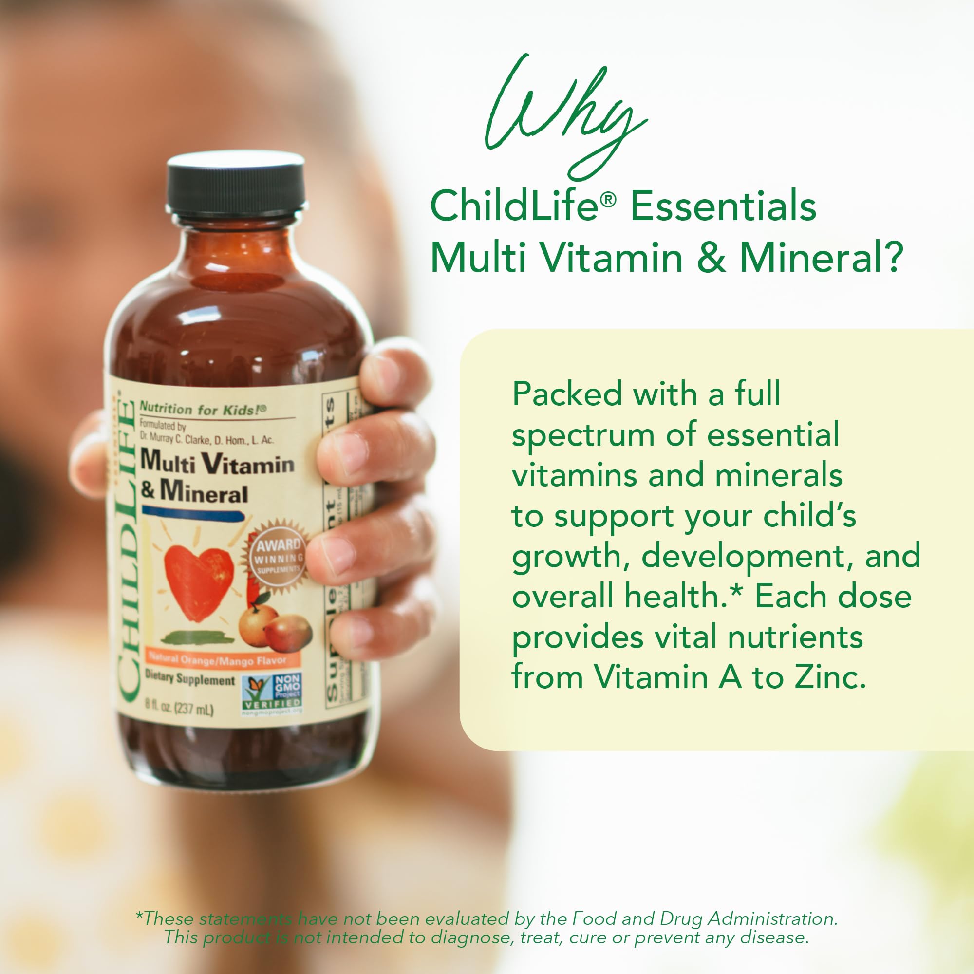 CHILDLIFE ESSENTIALS líquido color mango mostrando textura homogénea