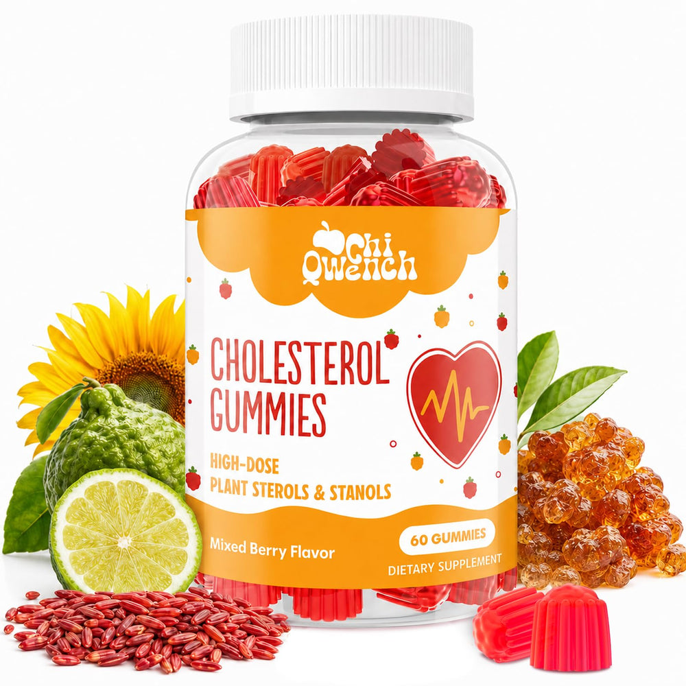 ChiQwench frasco frontal mostrando diseño y sabor frutos rojos, facilita identificación rápida