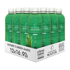 Chlorophyll Water frente del pack mostrándolo listo para beber y fresco