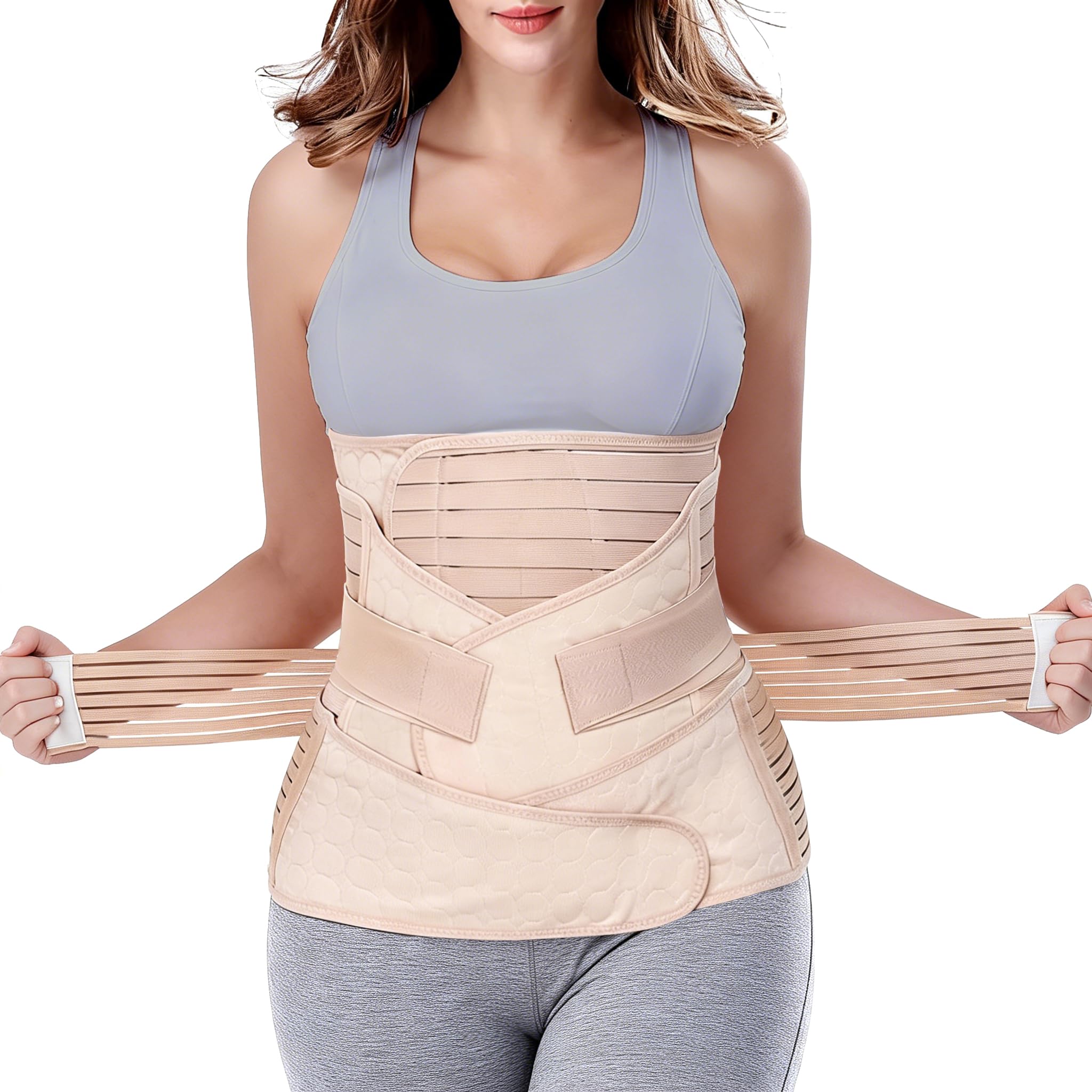 ChongErfei faja postparto vista frontal con cierre ajustable y soporte inmediato