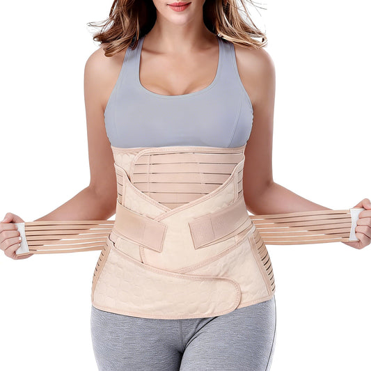 ChongErfei faja postparto vista frontal con cierre ajustable y soporte inmediato