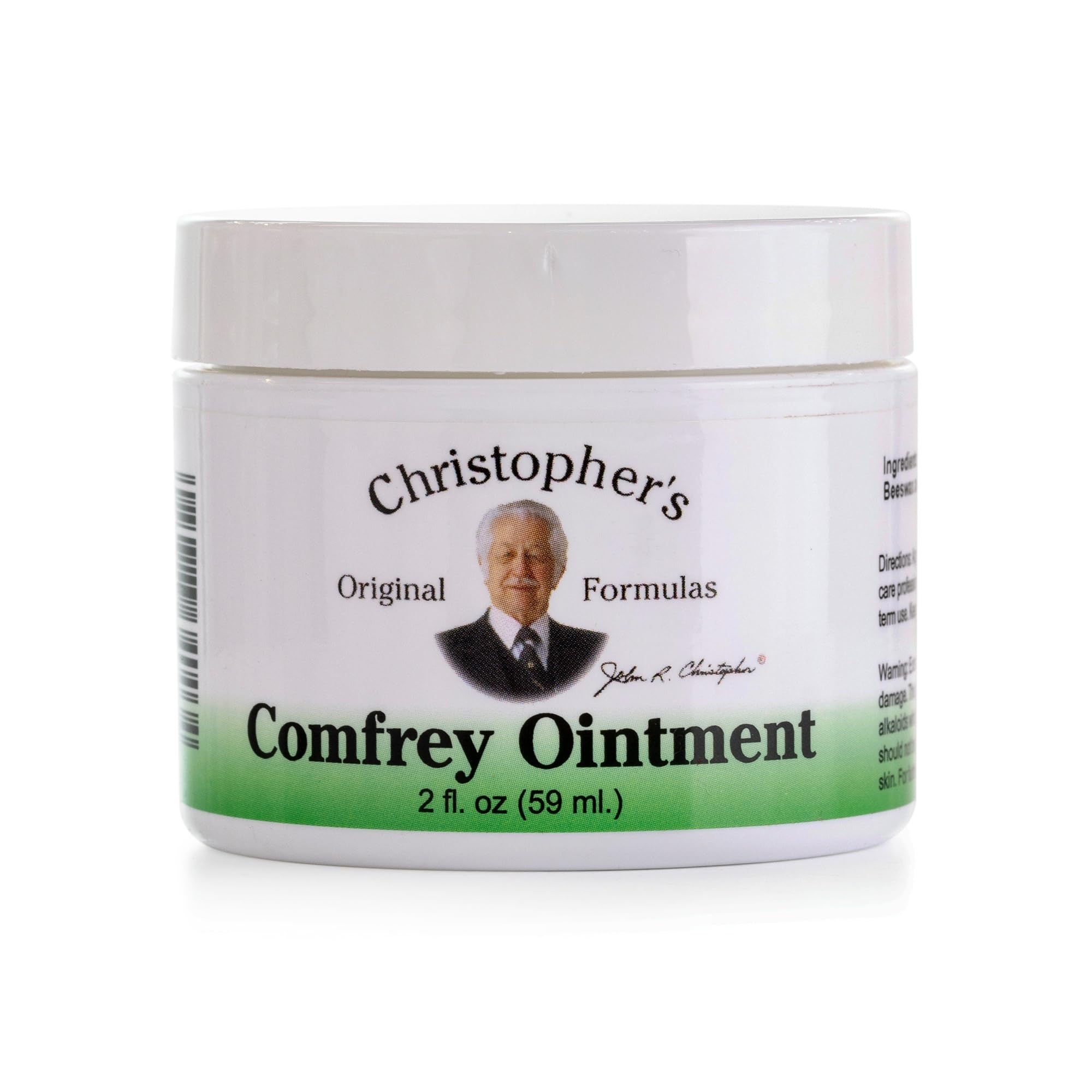 Christopher's pomada consuelda frente mostrando tarro y marca con beneficio práctico