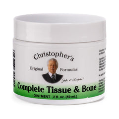 Christopher's frasco frontal mostrando el ungüento y etiqueta legible, beneficios de cuidado