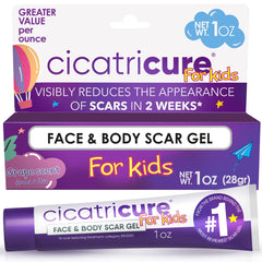 Cicatricure gel Kids frente del empaque mostrando tamaño y marca