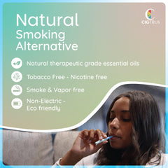 cigtrus en escena lifestyle con persona usando inhalador para control de antojos