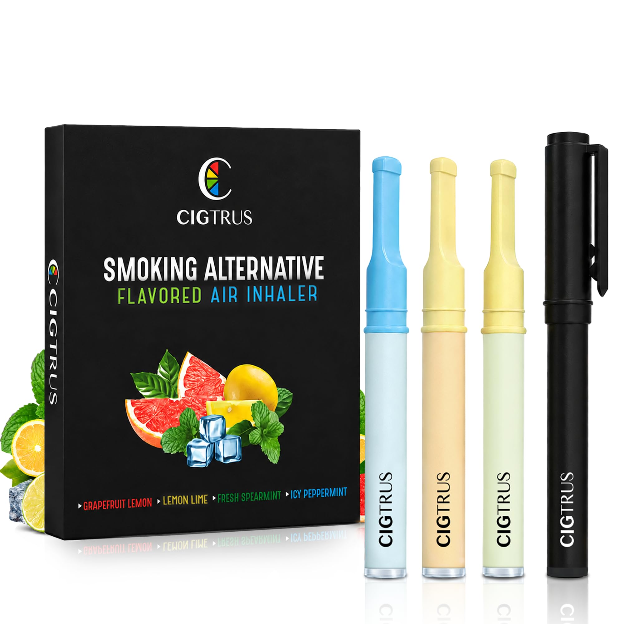 cigtrus pack frontal mostrando los cuatro inhaladores para variedad y conveniencia