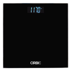Báscula Cirbic frontal con pantalla retroiluminada y números grandes para lectura rápida