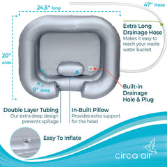 Circa Air en uso sobre cama, facilita lavado sin mover al paciente