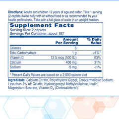 CITRACAL Petites etiqueta nutricional con calcio y vitamina D3 detallados