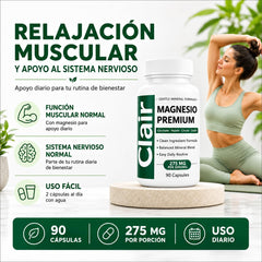 Clair Magnesio envase sobre una mesa de baño que inspira rutina