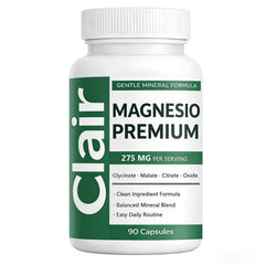 Clair Magnesio frontal del frasco mostrando marca y cantidad