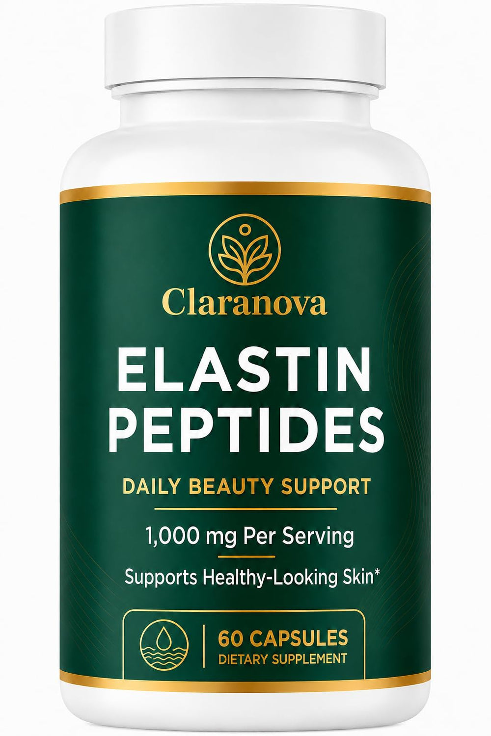 Claranova Elastin Peptides caja frontal mostrando envase compacto y claridad