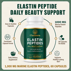 Claranova Elastin Peptides persona tomando cápsula con agua facilidad