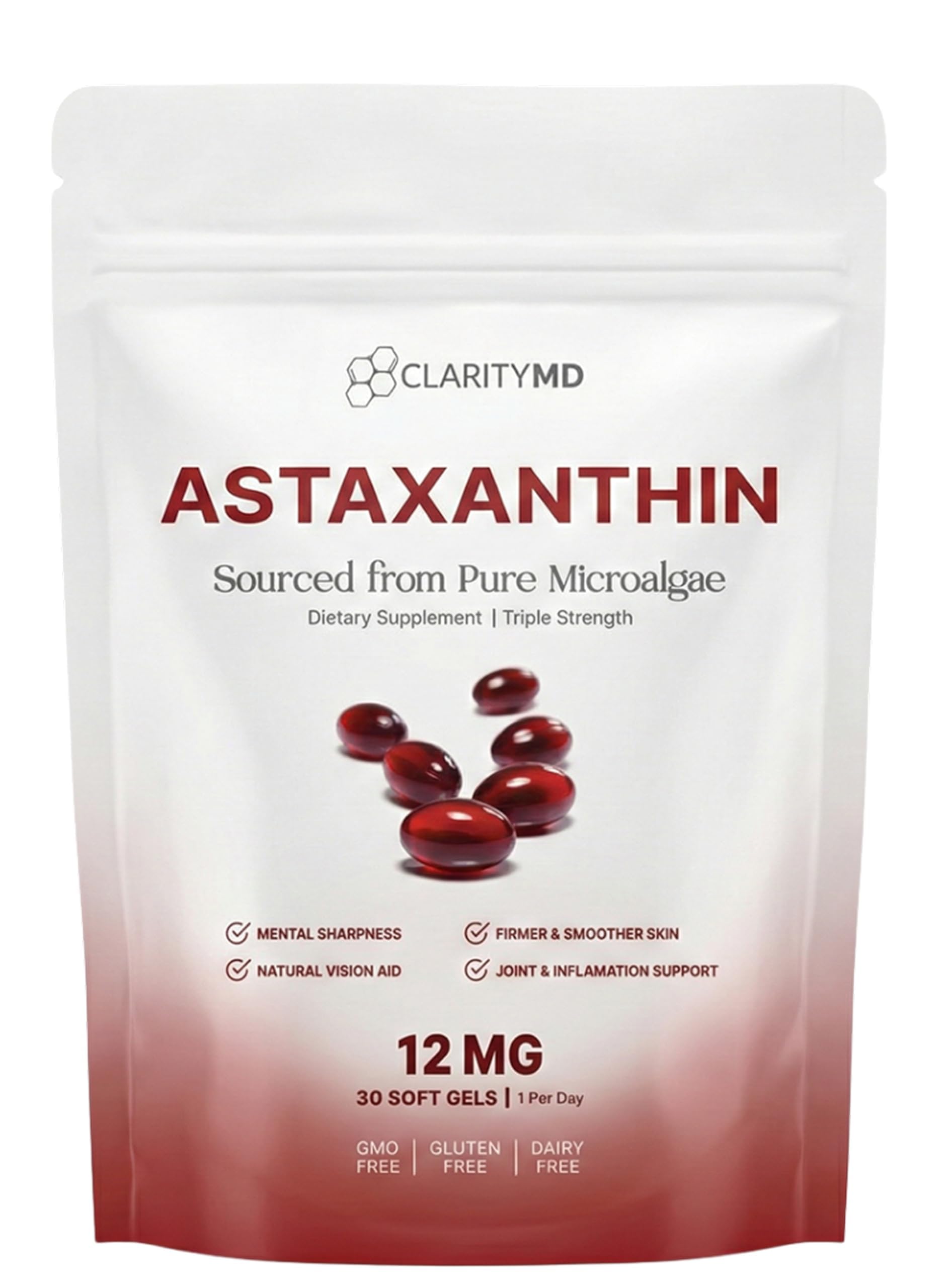 ClarityMD envase frontal mostrando 30 softgels y claridad del producto