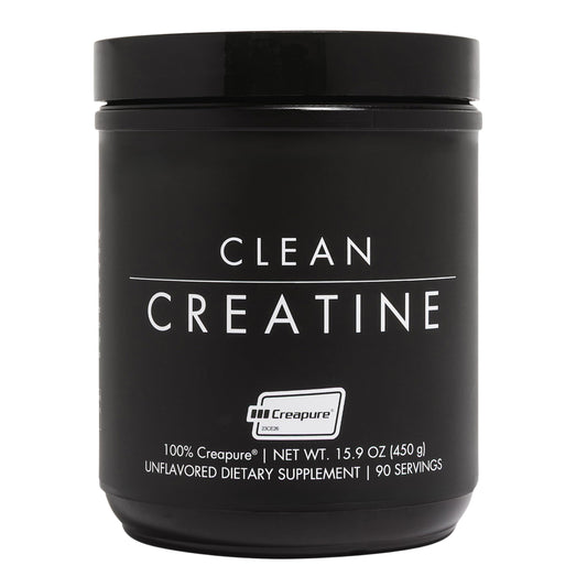 CLEAN envase frontal con Creapure® mostrando pureza y confianza