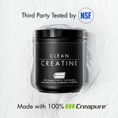 Vaso mezclador con CLEAN Creatine disolviéndose, bebida sin grumos