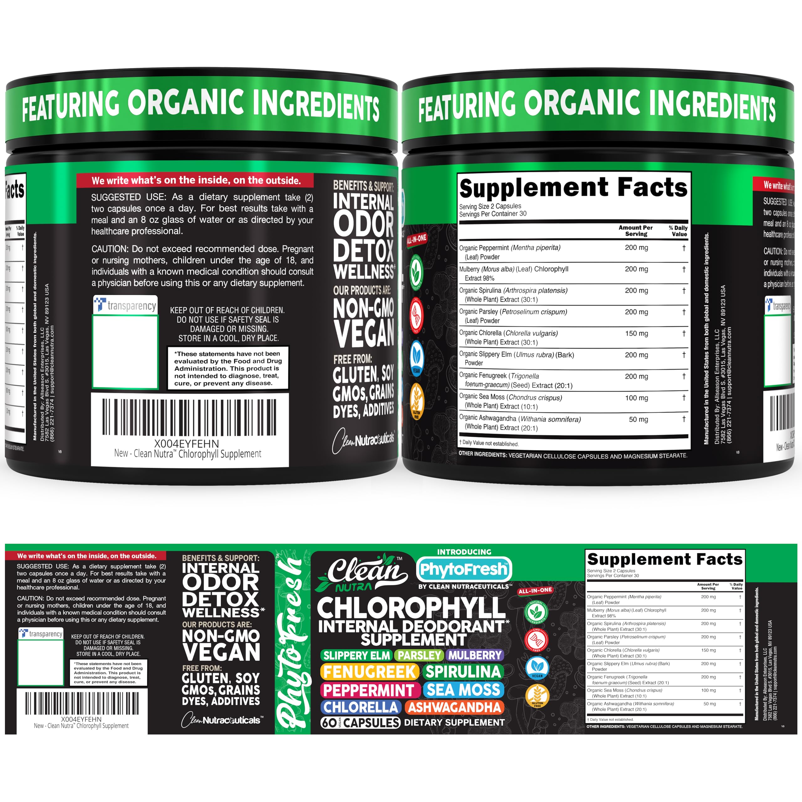 Clean Nutraceuticals polvo de chlorella y spirulina mostrando pureza