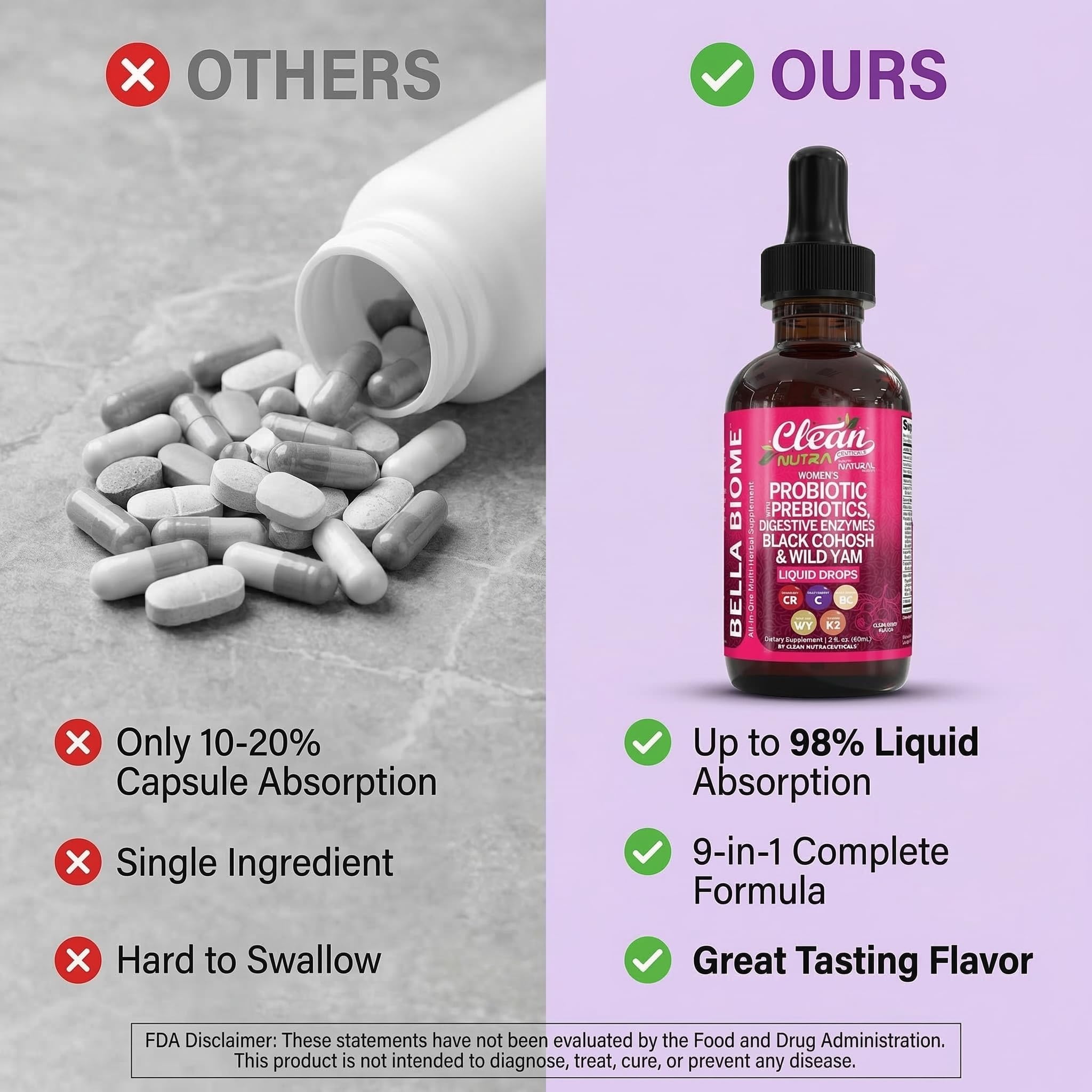 Clean Nutra ingredientes naturales como onagra y arándano visibles