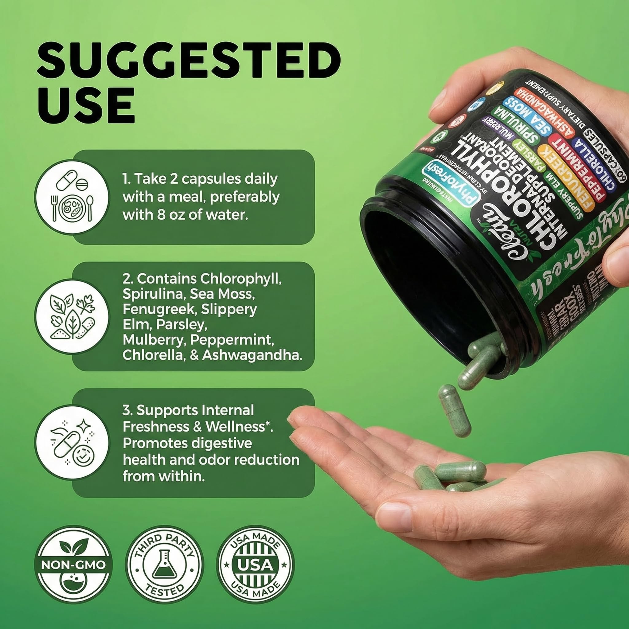 Clean Nutraceuticals cápsulas junto a un vaso de agua listas para tomar