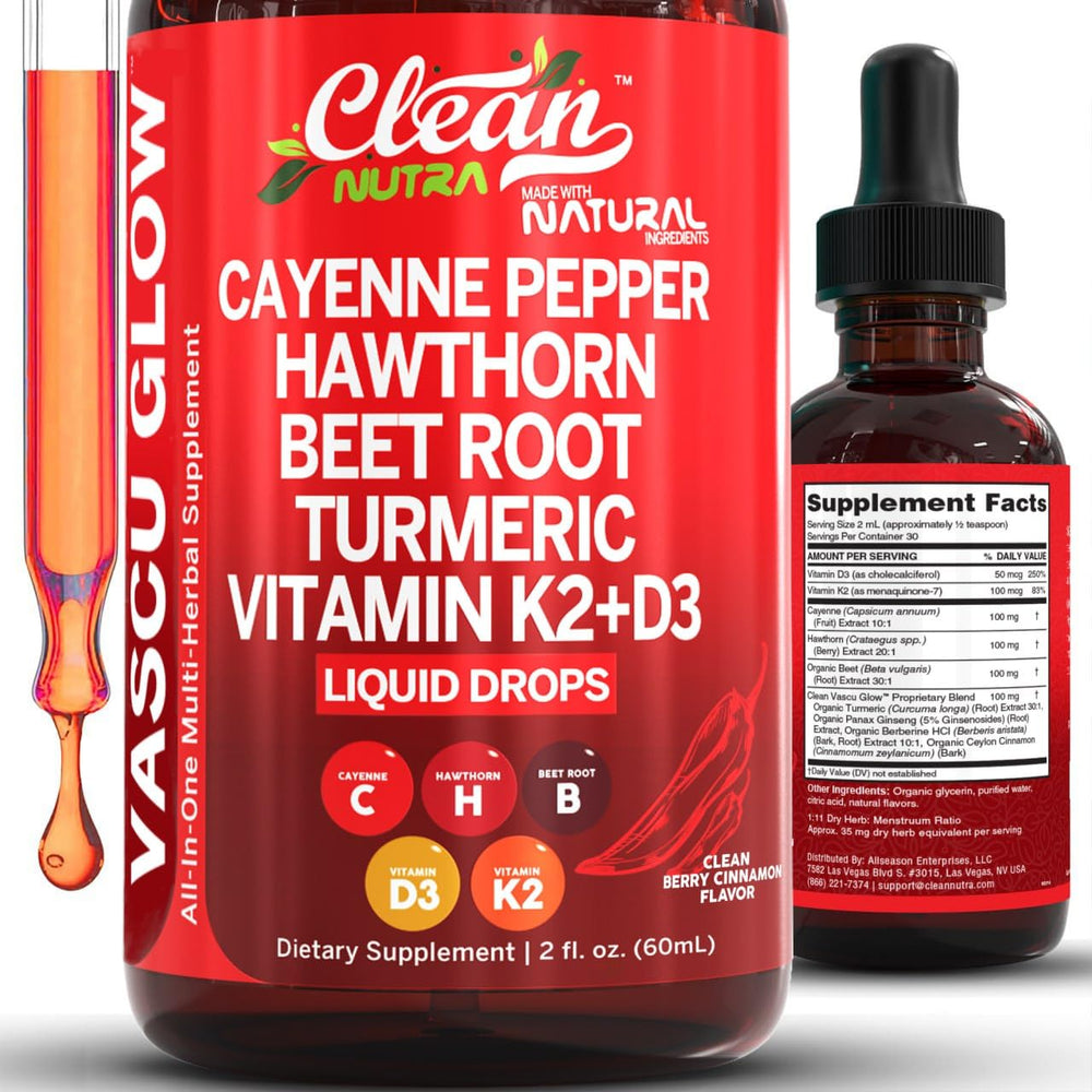 Clean Nutraceuticals frontal del envase mostrando la marca y el gotero, facilita la identificación