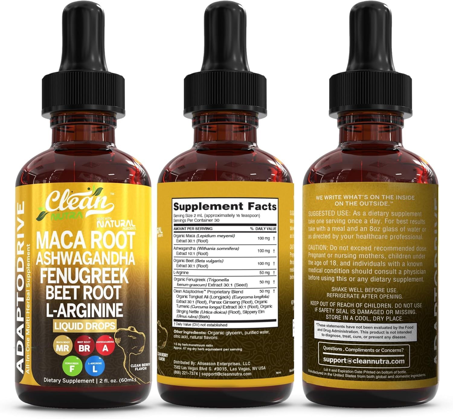 Clean Nutraceuticals botella junto a mano, compara tamaño y porción diaria