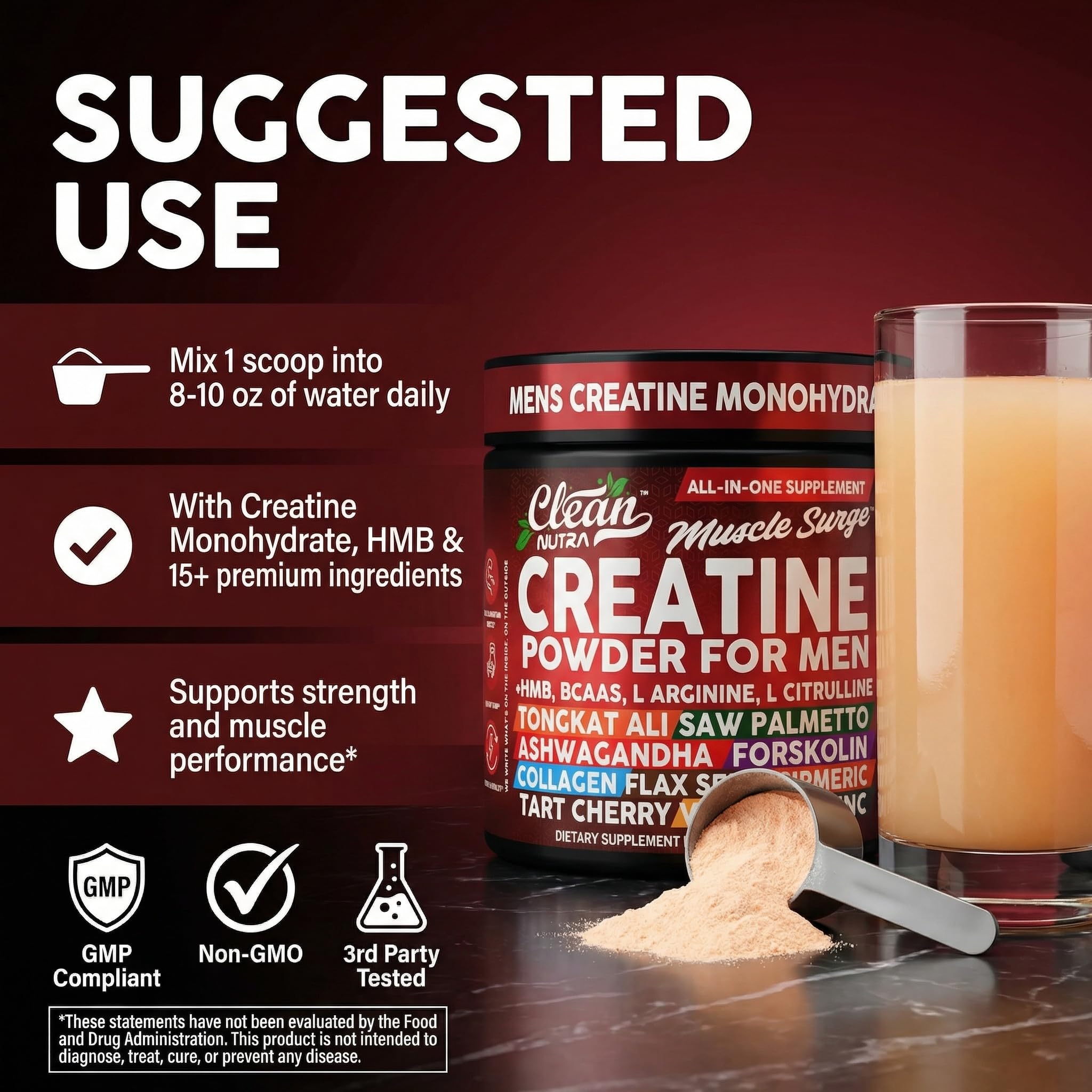 Clean Nutraceuticals cuchara con dosis frente a una pesa para escala