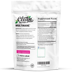 Clean Nutraceuticals etiqueta cercana con lista clara de ingredientes
