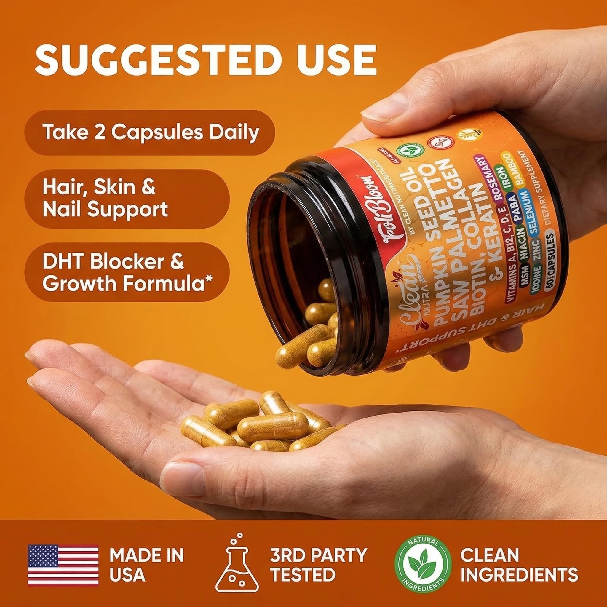 Etiqueta nutricional Clean Nutra mostrando vitaminas B methyladas y dosis
