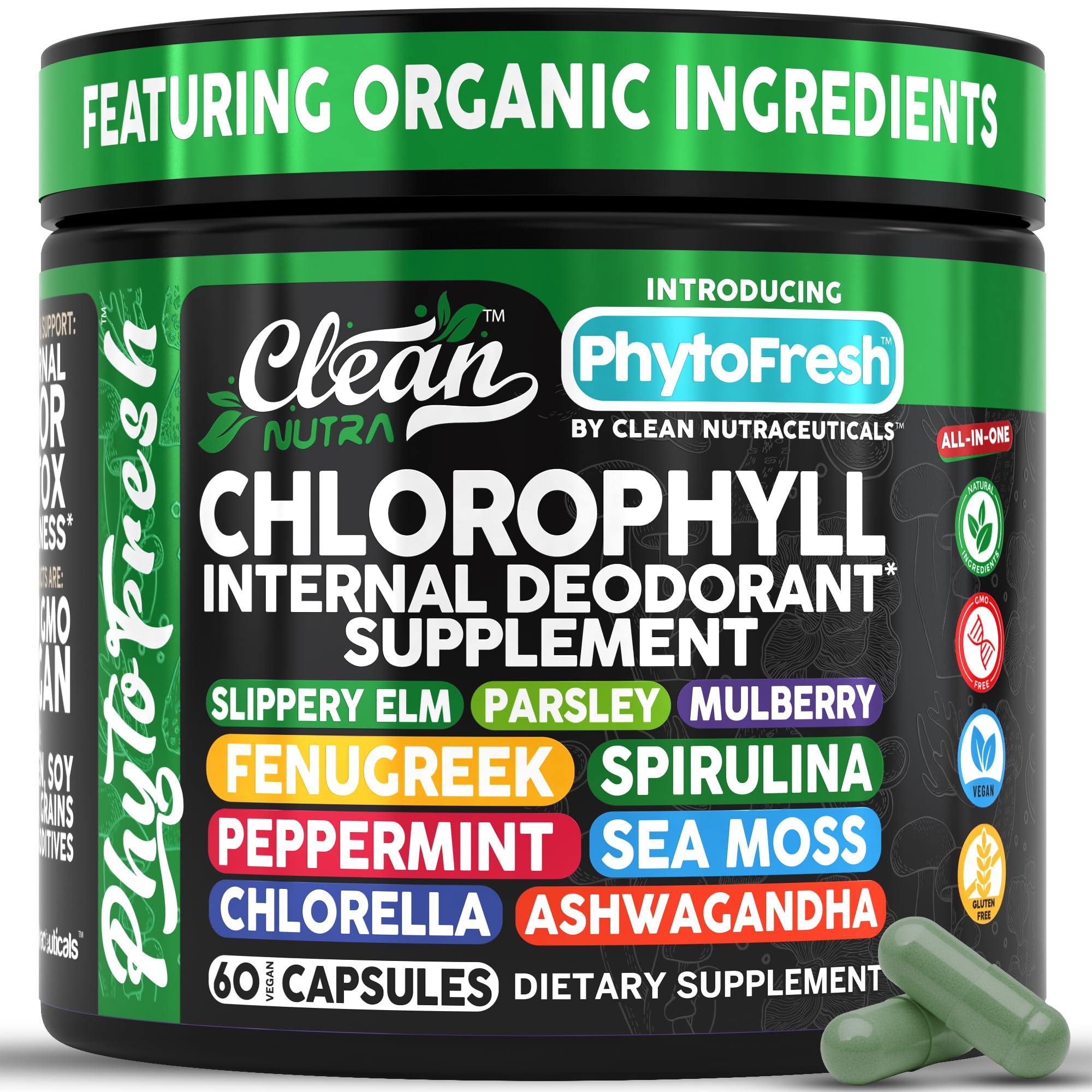 Clean Nutraceuticals frasco frontal mostrando cápsulas y diseño claro
