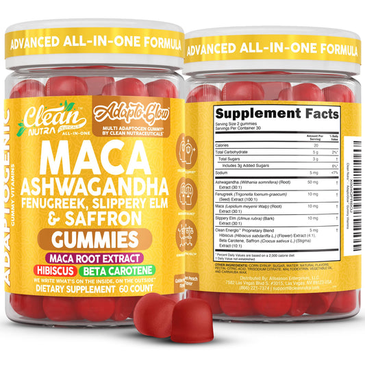 Clean Nutraceuticals frasco frontal mostrando gomitas veganas y diseño de etiqueta