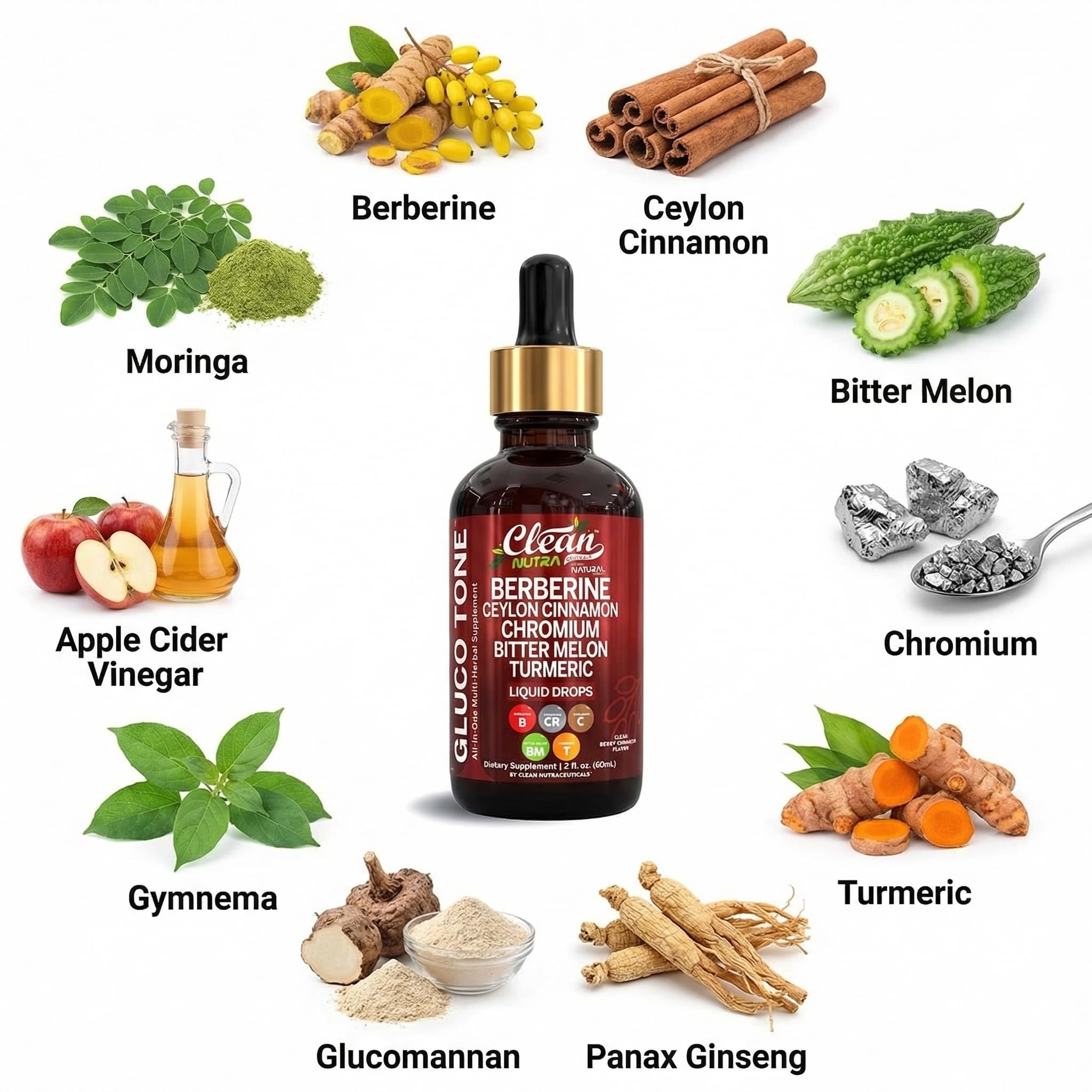 Clean Nutraceuticals gota en cuchara lista para mezclar con bebidas