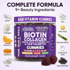 Ingredientes clave Clean Nutra: colágeno, biotina, keratina y ácido hialurónico visibles