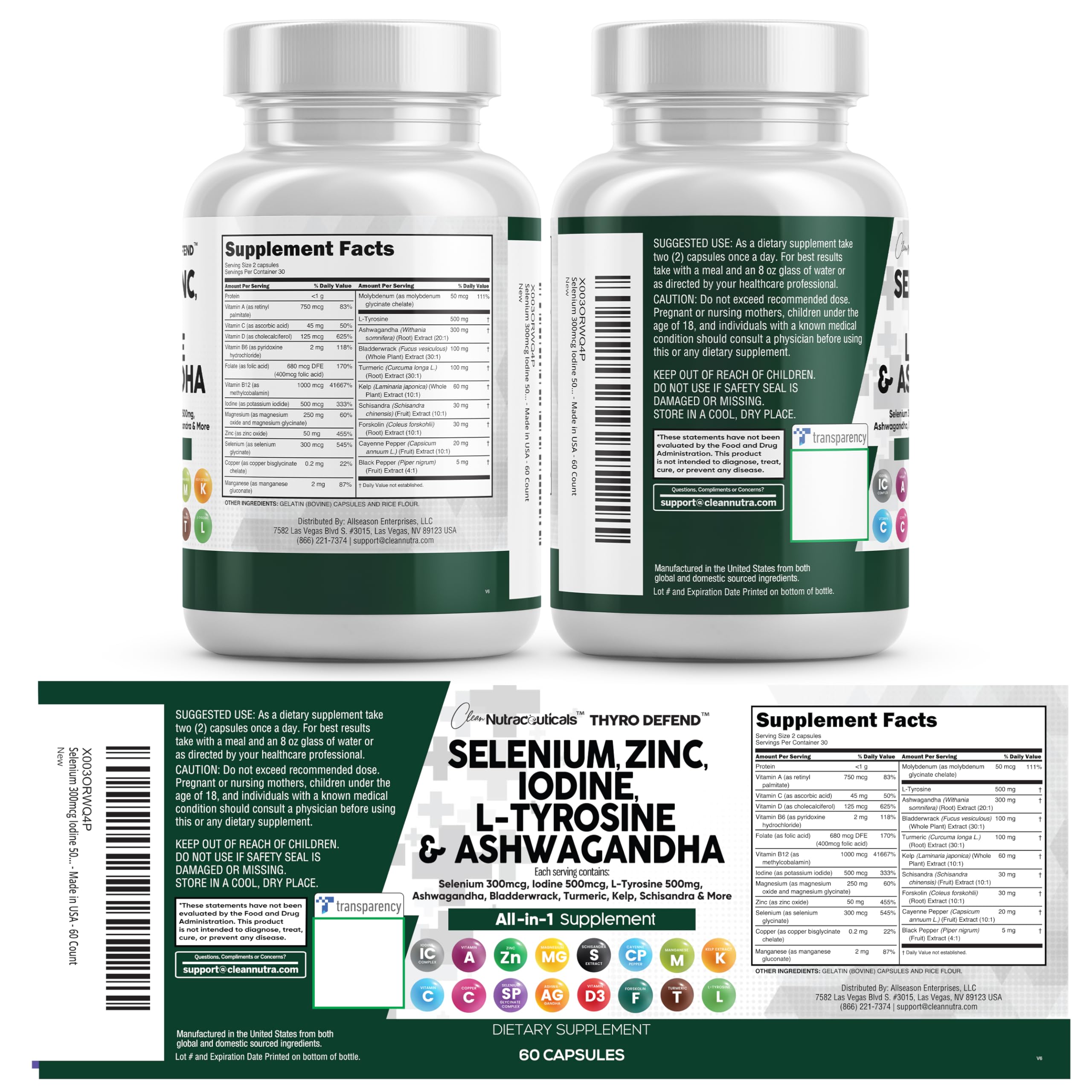 Clean Nutraceuticals ingredientes naturales kelp y cúrcuma mostrando origen botánico